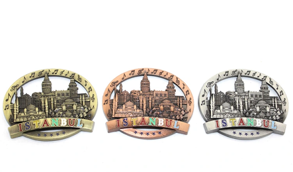 İstanbul Temalı Metal Magnet Yuvarlak Tasarım