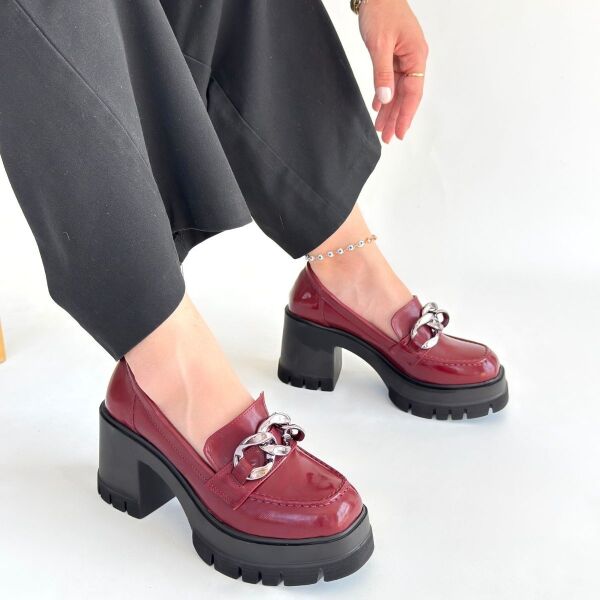 Winar Bordo Rugan Doldu Topuk Ayakkabı