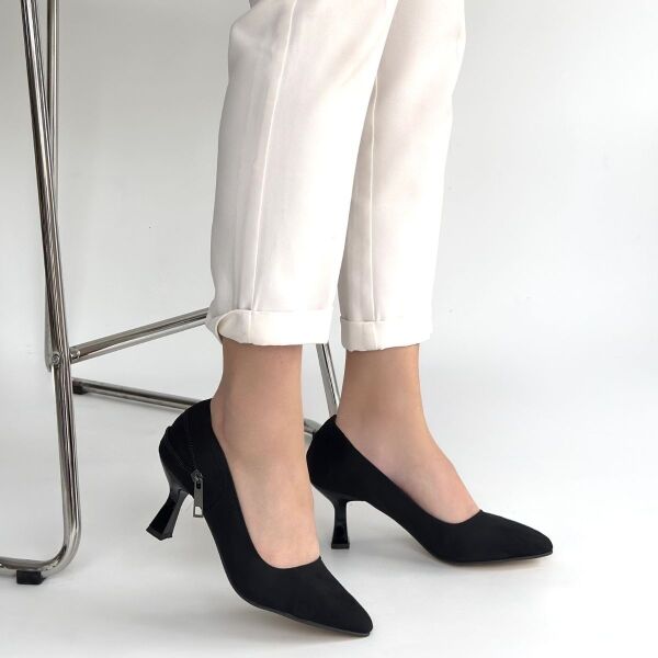 Jedi Siyah Süet Topuklu Ayakkabı