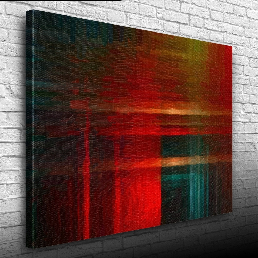 Kırmızı ve Lacivert Soyut Çalışma Kanvas Tablo 50 x 70