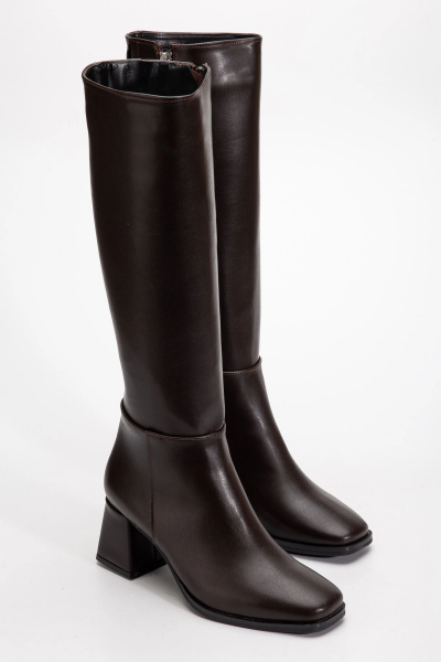 4804 Kahve Cilt Fermuarlı Günlük Bayan Çizme