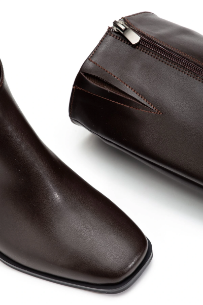 4804 Kahve Cilt Fermuarlı Günlük Bayan Çizme