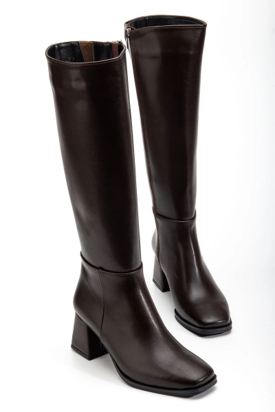4804 Kahve Cilt Fermuarlı Günlük Bayan Çizme