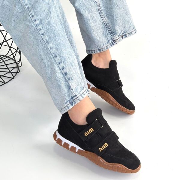 Tunga Siyah Süet Cırt Cırtlı Spor Ayakkabı