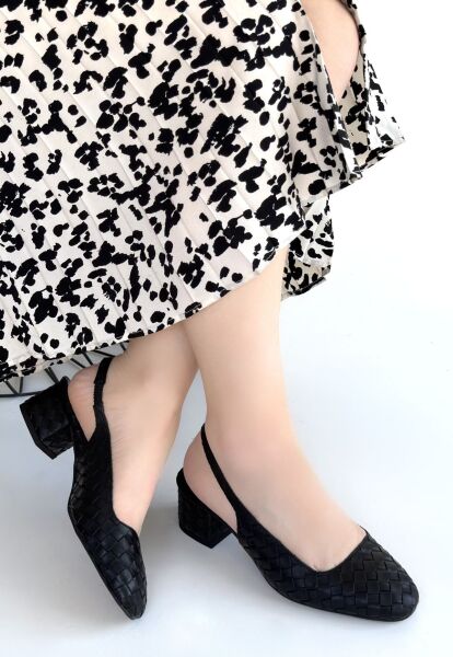 Dier Siyah Cilt Topuklu Ayakkabı