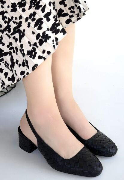 Dier Siyah Cilt Topuklu Ayakkabı