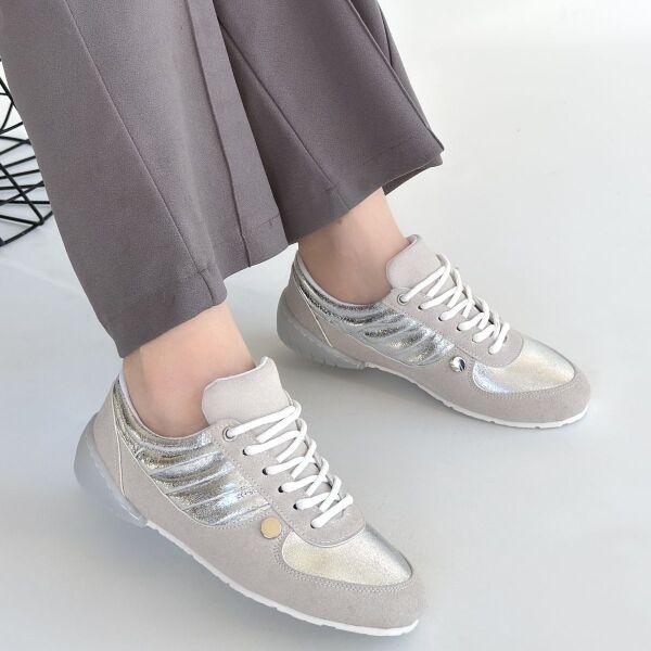 Jawen Gri Nubuk Gümüş Detaylı Spor Ayakkabı