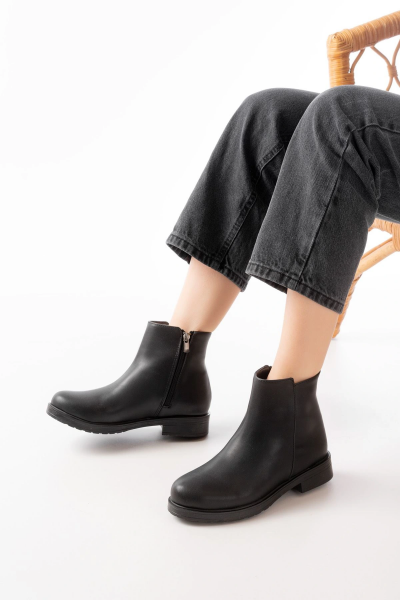 165-204/1 Bej Kroko Toka Aksesuarlı Fermuarlı Günlük Kadın Bot