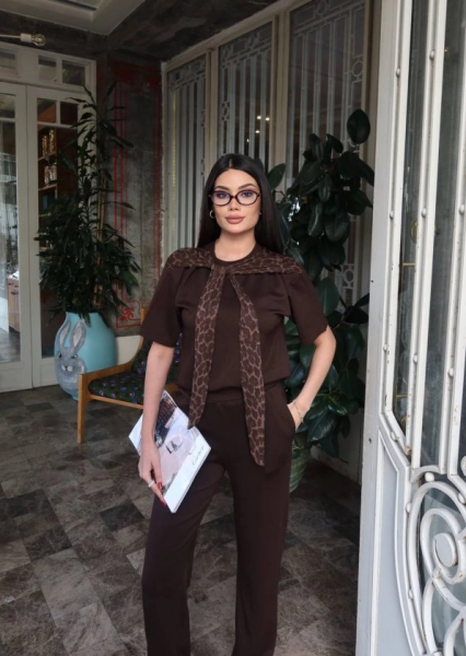 Kadın Leopar Detay Bağlamalı Takım