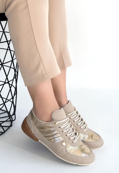 Jawen Bej Nubuk Gold Detaylı Spor Ayakkabı