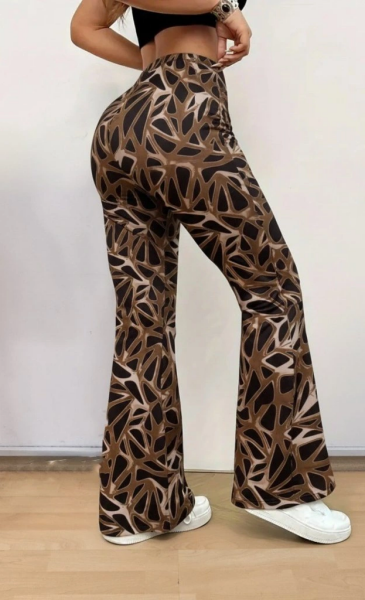 Kadın Yüksek Bel Kamuflaj Desenli Dalgıç Tayt