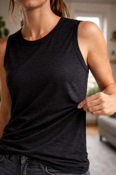 Flamlı Kumaş Sıfır Kolsuz Atlet Basic Spor Üst, Günlük Ve Fitness Kullanımına Uygun - Siyah