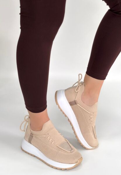 Renji Bej Triko Bağcıklı Spor Ayakkabı