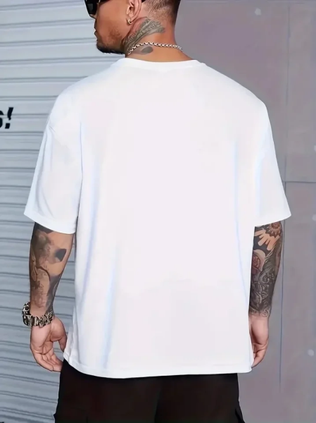 Erkek Baskılı Bisiklet Yaka Erkek T-shirt - Beyaz