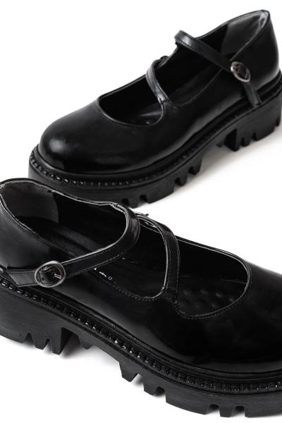 868-756 Siyah Rugan Günlük Yüksek Tabanlı Loafer Ayakkabı