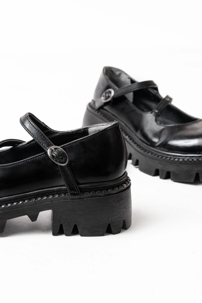 868-756 Siyah Rugan Günlük Yüksek Tabanlı Loafer Ayakkabı