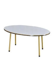 Orta Sehpa Beyaz Elips Metal Ayak Çift Gold