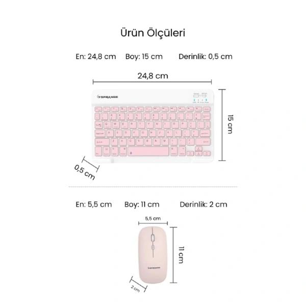 Pembe Kablosuz Klavye Ve Mouse Seti