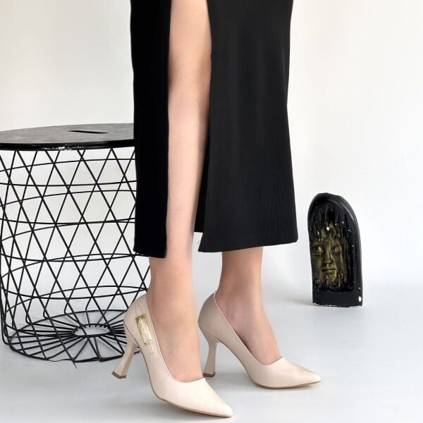 Cerin Bej Cilt Topuklu Ayakkabı