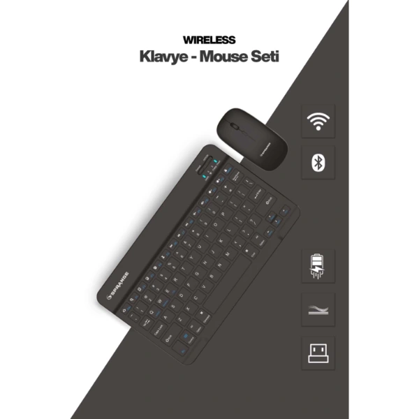 Siyah Kablosuz Klavye Ve Mouse Seti