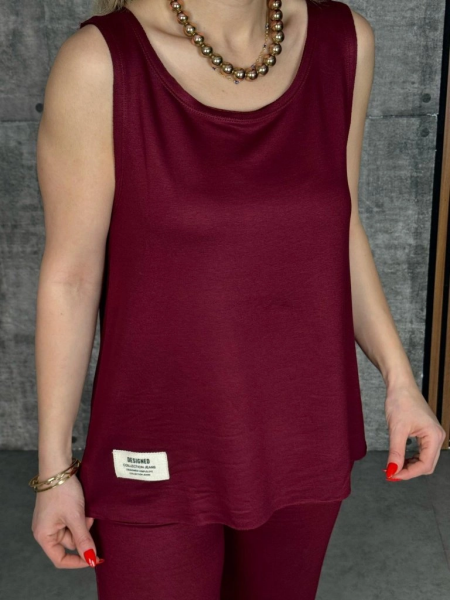 Kadın Askılı Yuvarlak Yaka Viskon Iki Iplik Bluz Ve Eşofman Altı Ikili Takım