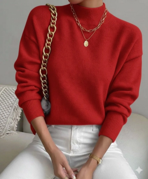 Kadın Uzun Kollu Balıkçı Yaka Triko Bluz