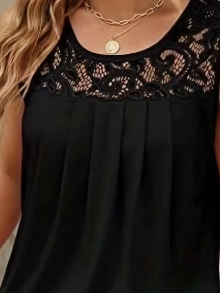 Kadın Askılı Yuvarlak Yaka Dantel Detaylı Viskon Bluz