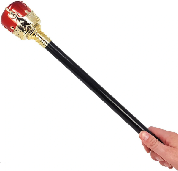 Altın Kral Tacı ve Kırmızı Topuzlu Asası Seti