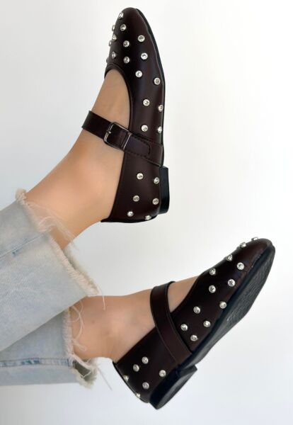 Ritta Kahverengi Cilt Kemerli Babet Ayakkabı