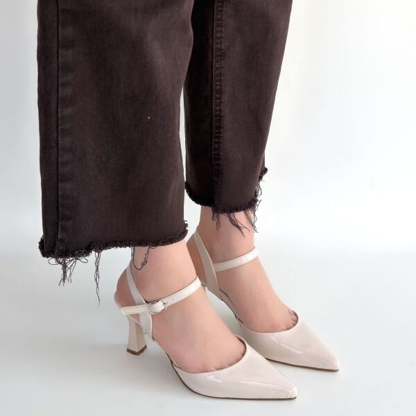 Suden Bej Rugan Topuklu Ayakkabı