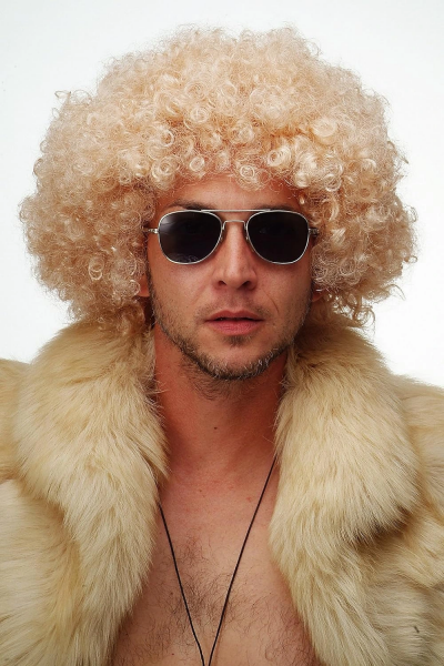 Altın Renk Kıvırcık Afro Parti Peruğu