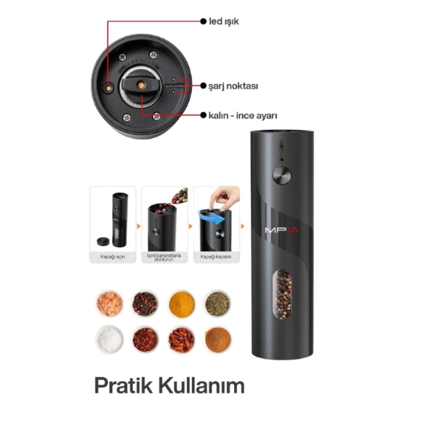 Şarjlı Baharat Öğütücü 100 ml