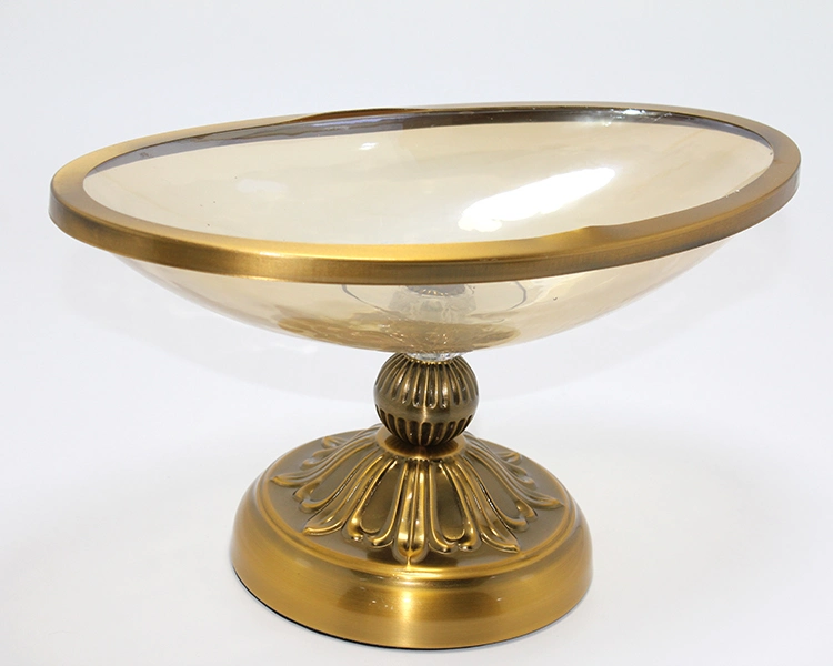 Antik Eskitme Gold Ayaklı Dekoratif Cam Gondol Sunumluk