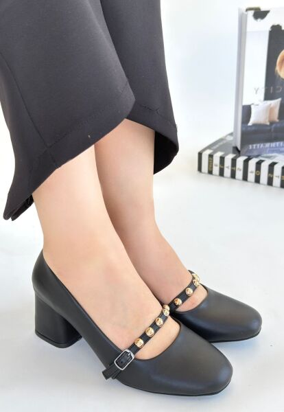 Tino Siyah Cilt Topuklu Ayakkabı