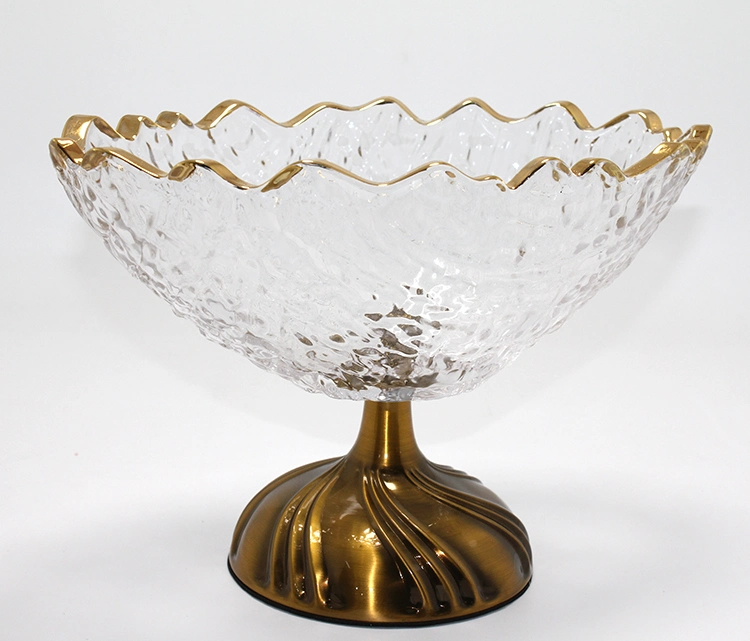 Gold Detaylı Eskitme Ayaklı Dekoratif Cam Sunumluk