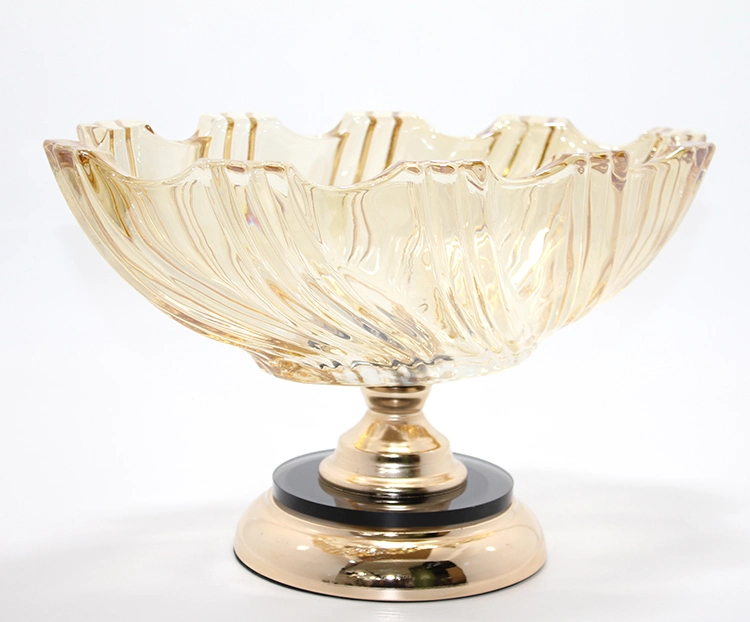 Lüks Ayaklı Kristal Cam Gondol Sunumluk Gold Detaylı