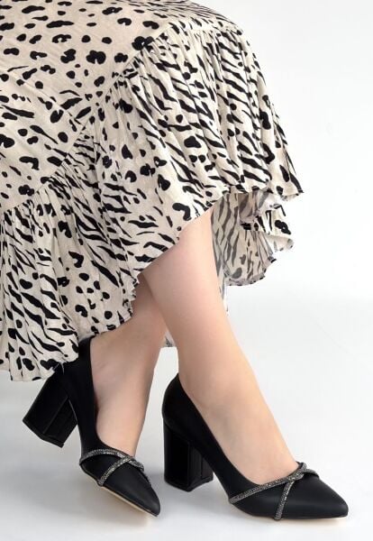 Rewin Siyah Cilt Topuklu Ayakkabı