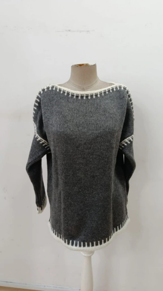 Kadın Uzun Kollu Kayık Yaka Triko Bluz