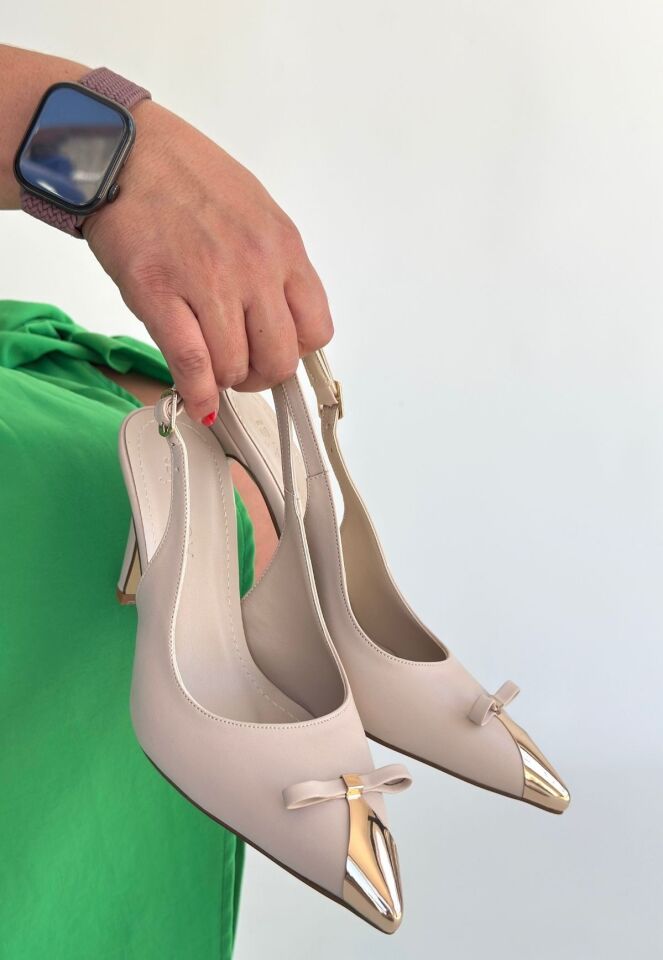 Joye Bej Cilt Topuklu Ayakkabı