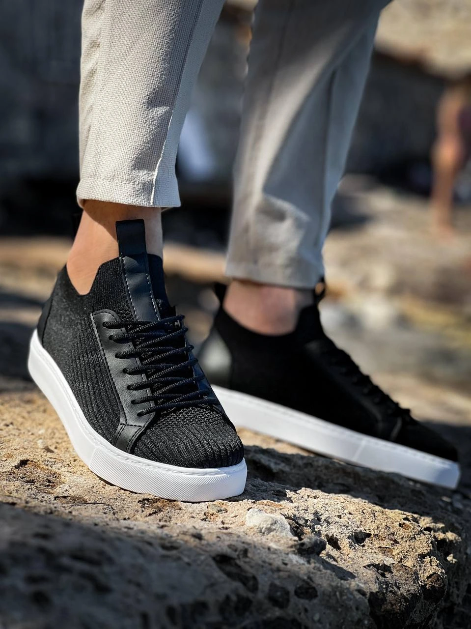 KB-112   Kuback Siyah Triko Bağcıklı  Günlük Erkek  Ayakkabı