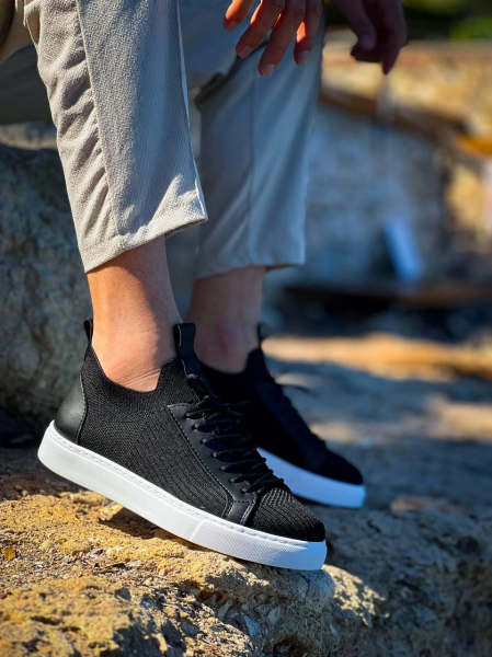 KB-112   Kuback Siyah Triko Bağcıklı  Günlük Erkek  Ayakkabı