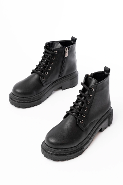 812-2129 Siyah Bağcıklı Fermuarlı Günlük Kadın Bot