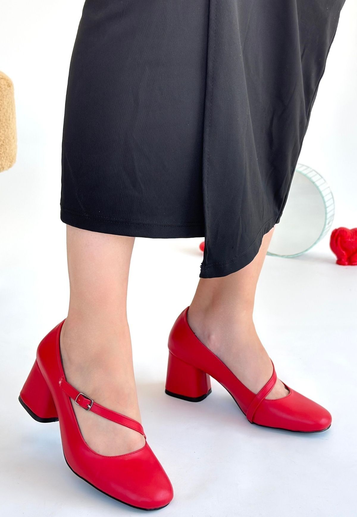 Kier Kırmızı Cilt Topuklu Ayakkabı