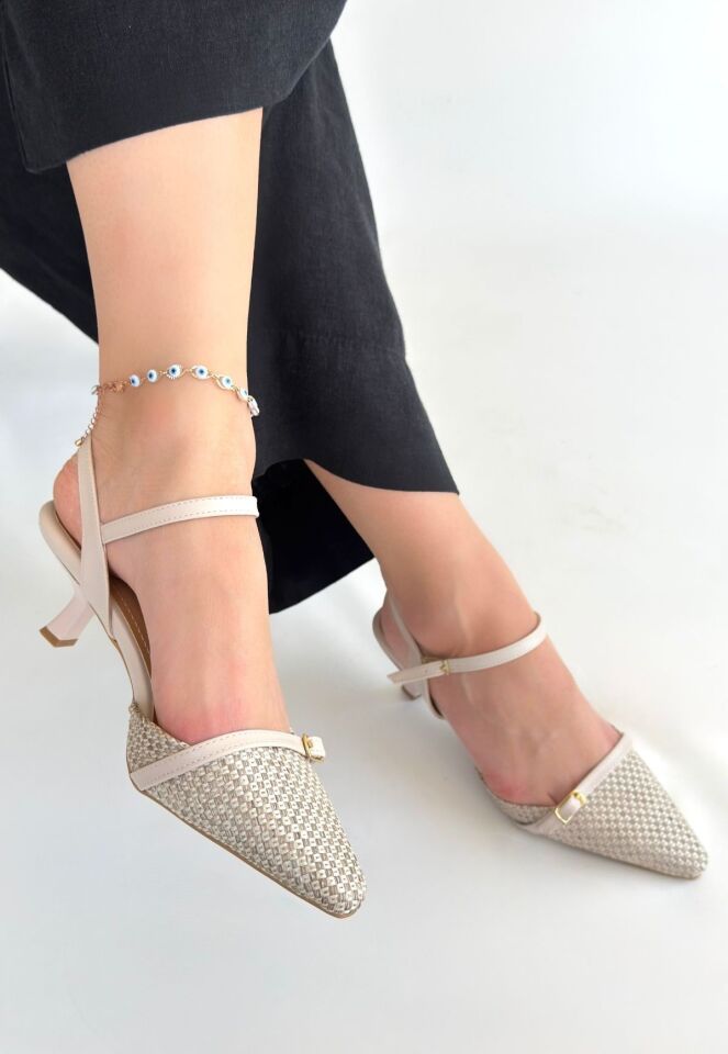 Lanna Bej Cilt Topuklu Ayakkabı