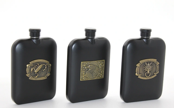 Paslanmaz Çelik Kabartmalı Tekli 6 Oz Matara