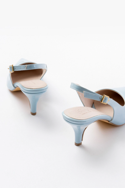 ST-1152 Bebe Mavi Rugan Günlük 7 cm Topuklu Kadın Ayakkabı