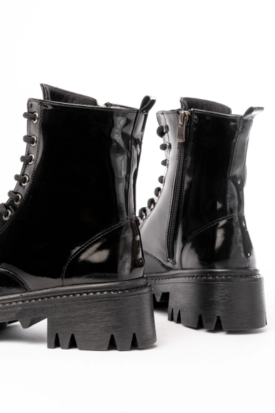868-356 Siyah Rugan Bağcıklı Fermuarlı Günlük Kadın Bot