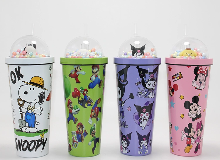 Sevimli Anime Karakterli Pipetli Termos & Suluk