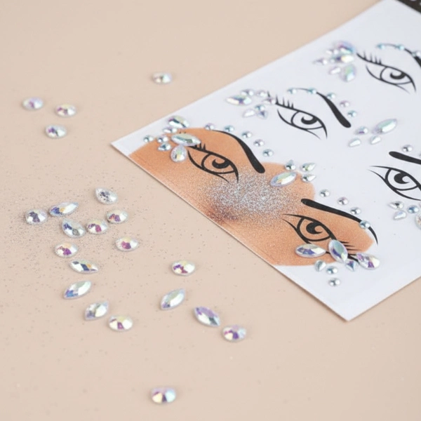 Gümüş Taşlı Makyaj Yüz Süsü