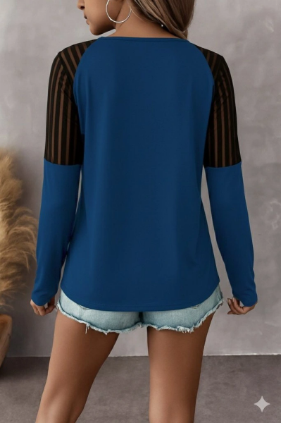 Kadın Uzun Kollu Yakadan Fermuarlı Viskon Bluz